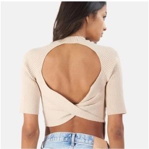 NAADAM - NWT - Twist Back Cropped Sweater, Beige